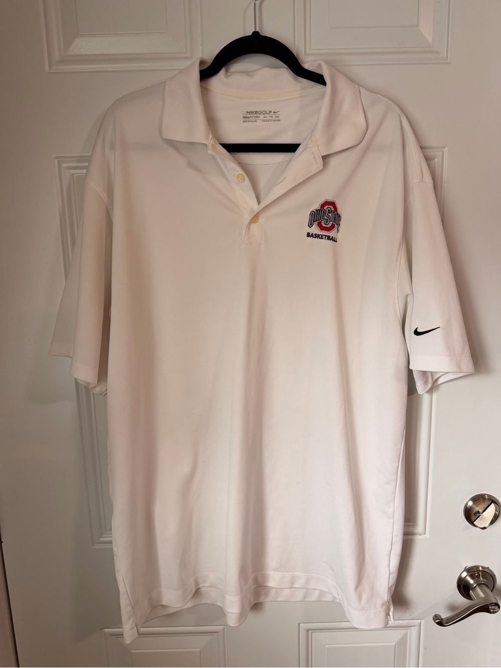 Nike White Ohio State Basketball Polo with Red Logo